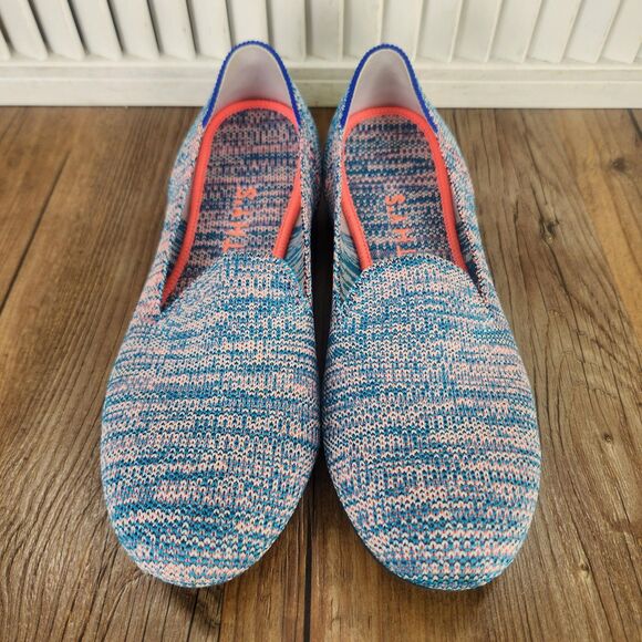 Rothy's The Loafer Womens Sz 7.5 Turquoise Melange Knit Flats Slip On Shoes Low - Picture 8 of 9